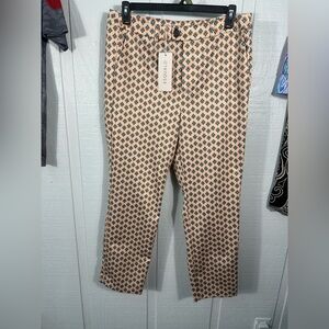 Esqualo Tan with Turquoise and Brown Pattern Straight Leg Size 2XL NWT